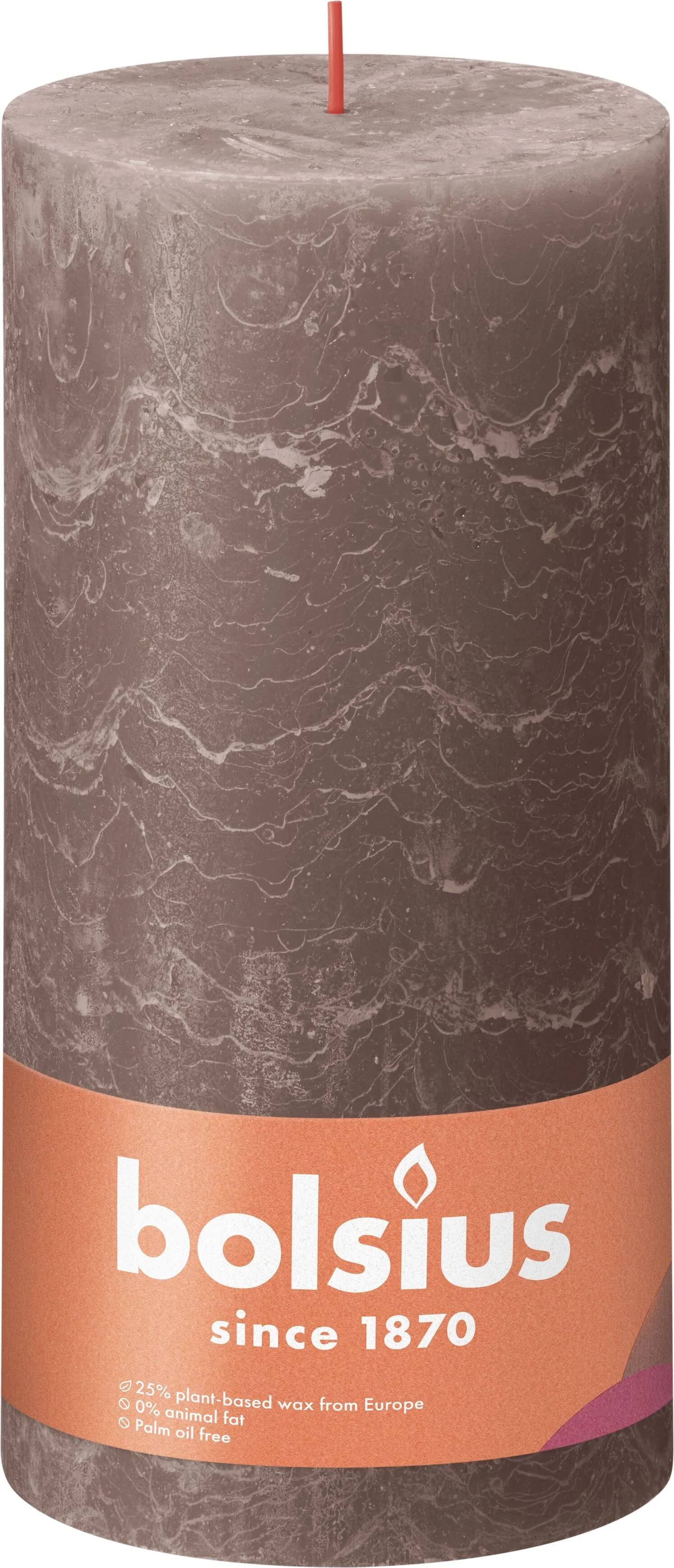 Bolsius stompkaars Rustiek Shine taupe 125 uur D 10 H 20 cm
