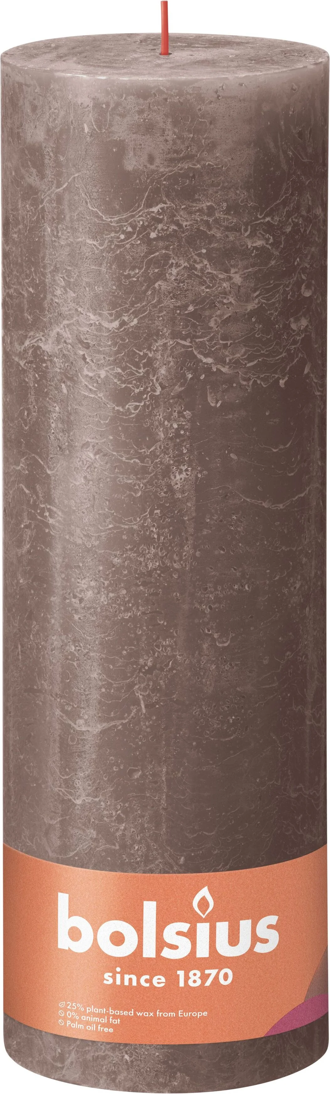 Bolsius stompkaars Rustiek Shine taupe 200 uur D 10 H 30 cm