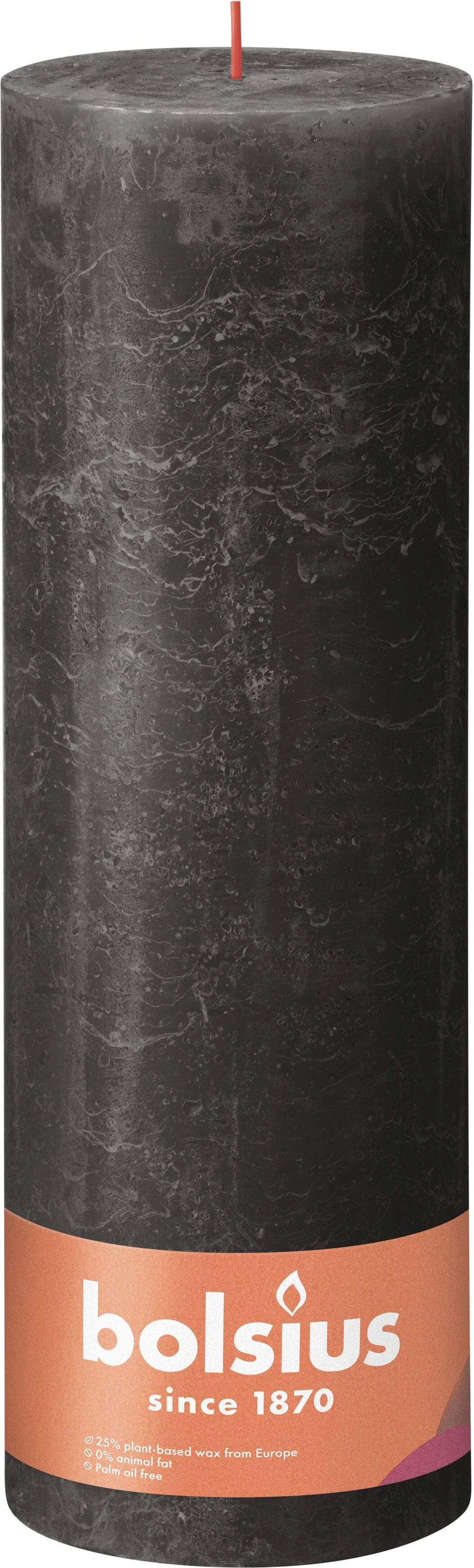 Bolsius stompkaars Rustiek Shine antraciet 200 uur D 10 H 30 cm