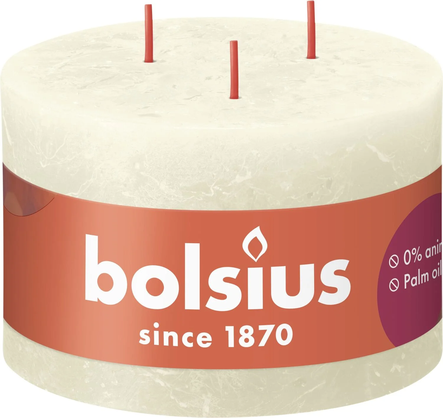 Bolsius mammoetkaars Rustiek Shine crème 57 uur D 14 H 9 cm
