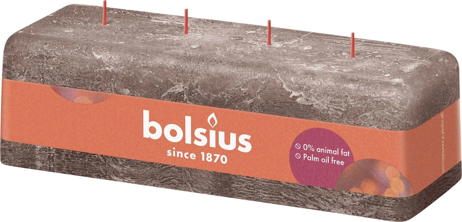 Bolsius mammoetkaars Rustiek Shine taupe 51 uur 9 x 25 x 8 cm