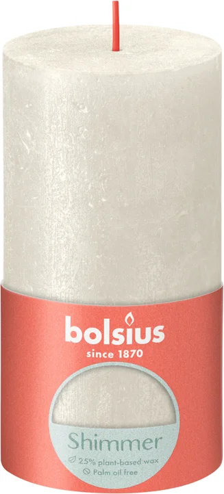 Bolsius stompkaars Rustiek Shimmer wit 60 uur D 6,8 H 13 cm