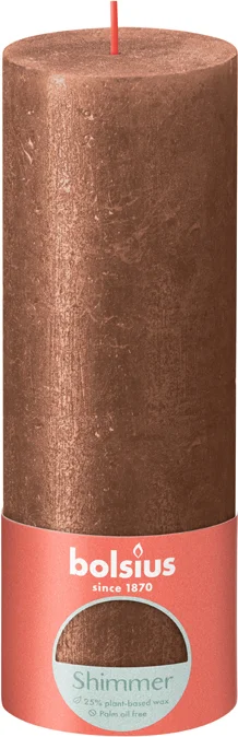 Bolsius stompkaars Rustiek Shimmer brons 85 uur D 6,8 H 19 cm