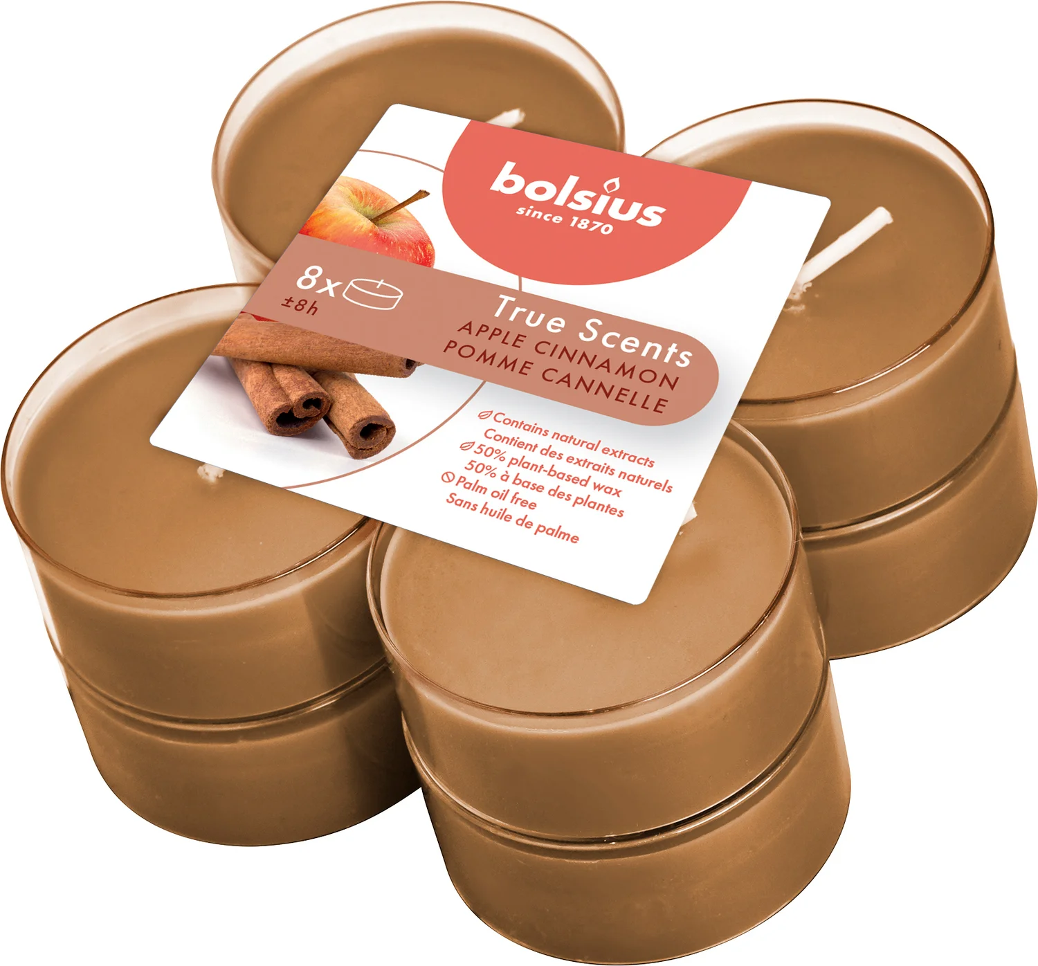 Bolsius geurkaars True Scents Apple Cinnamon bruin 8 uur 8 stuks