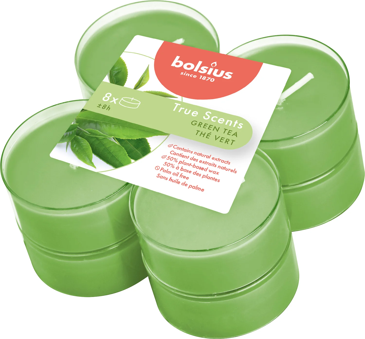Bolsius geurkaars True Scents Green Tea groen 8 uur 8 stuks