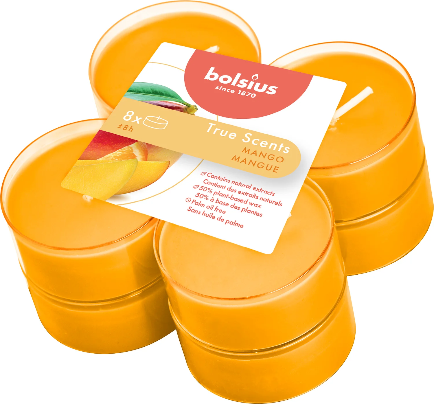 Bolsius geurkaars True Scents Mango geel 8 uur 8 stuks