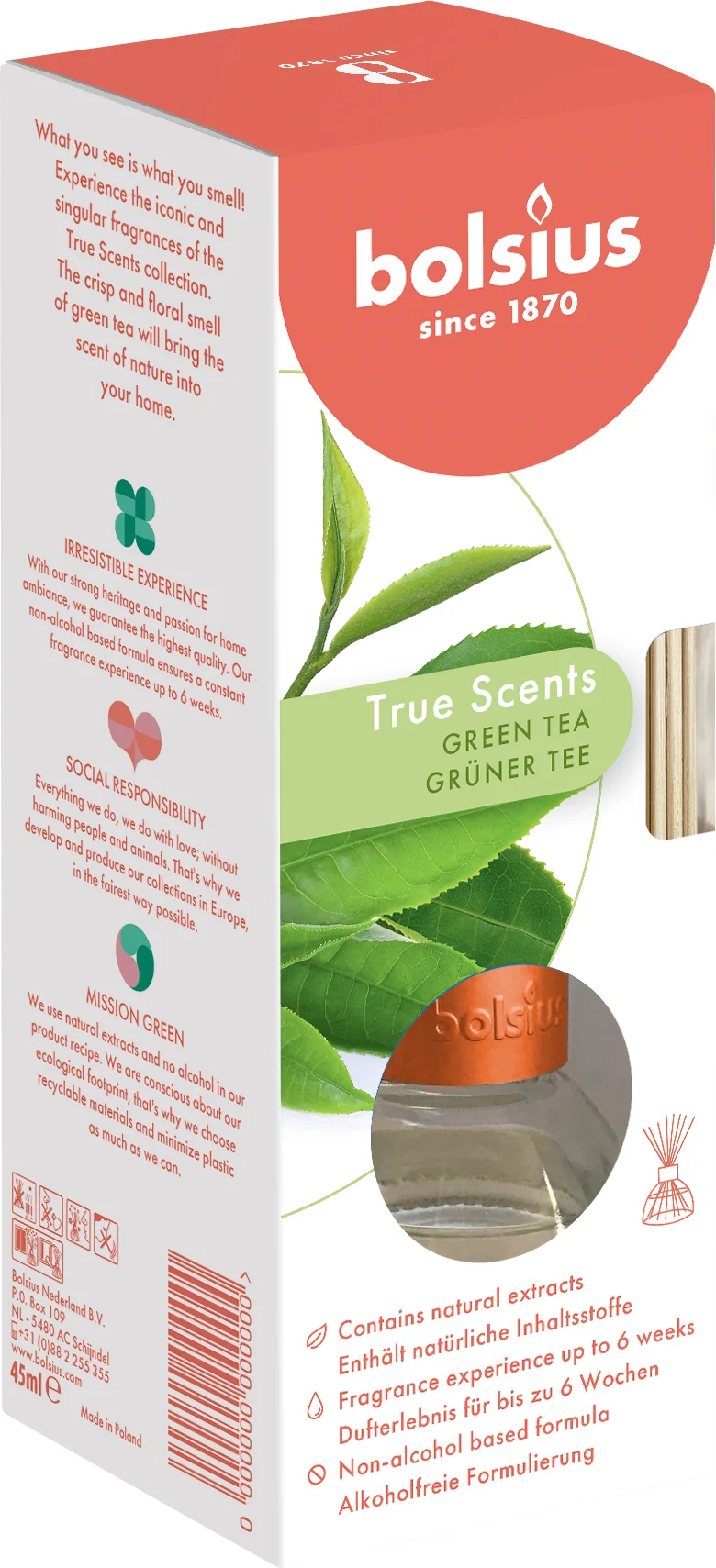 Bolsius geurstokjes True Scents Green Tea 47 ml