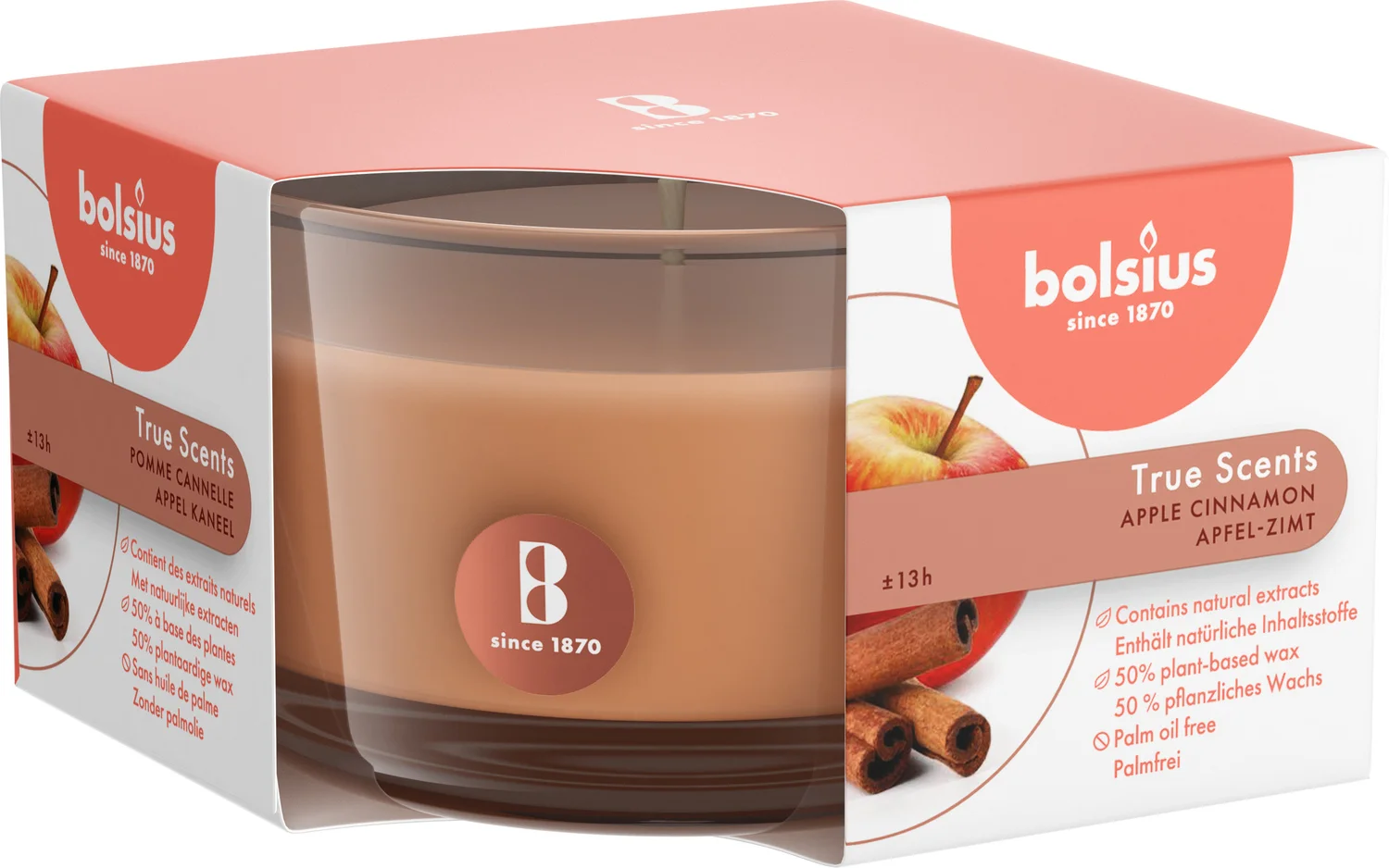 Bolsius geurkaars True Scents Apple Cinnamon bruin 13 uur D 8,4 H 5,2 cm