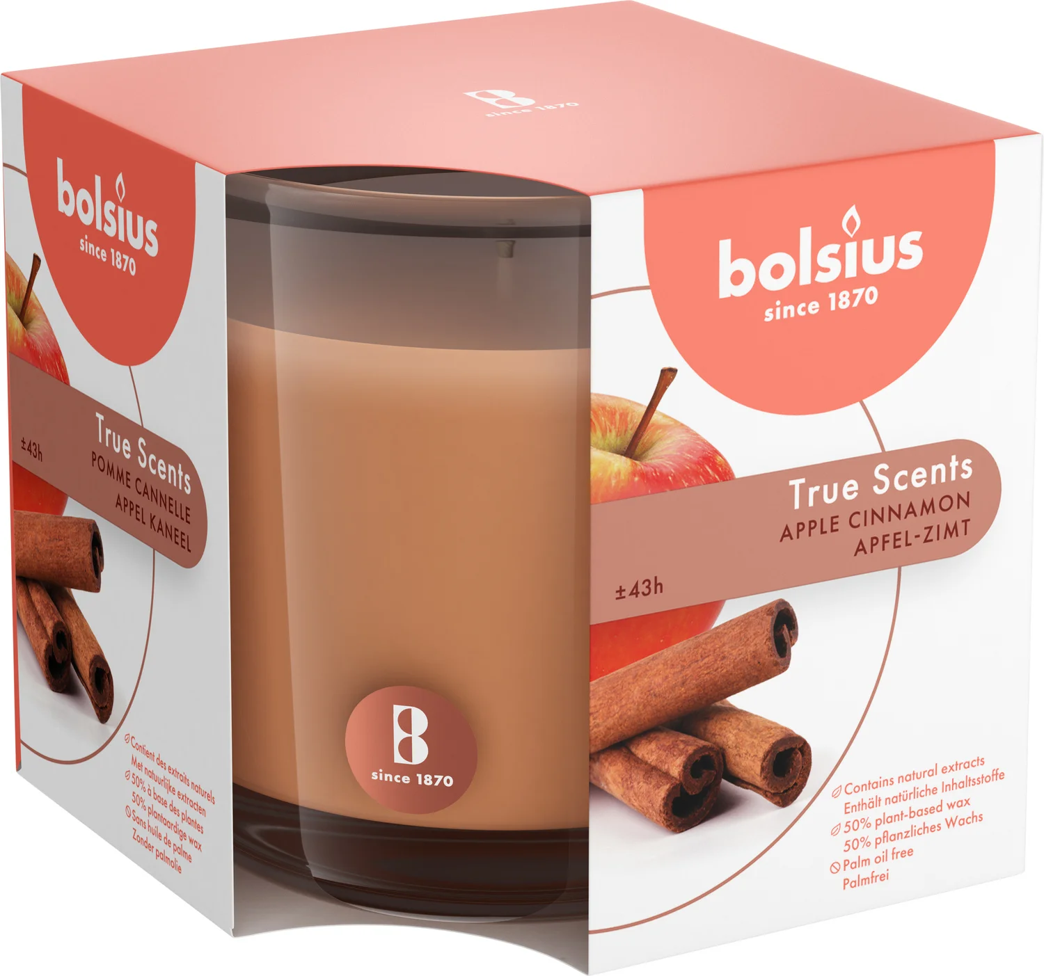 Bolsius geurkaars True Scents Apple Cinnamon bruin 43 uur D 9,7 H 9,9 cm