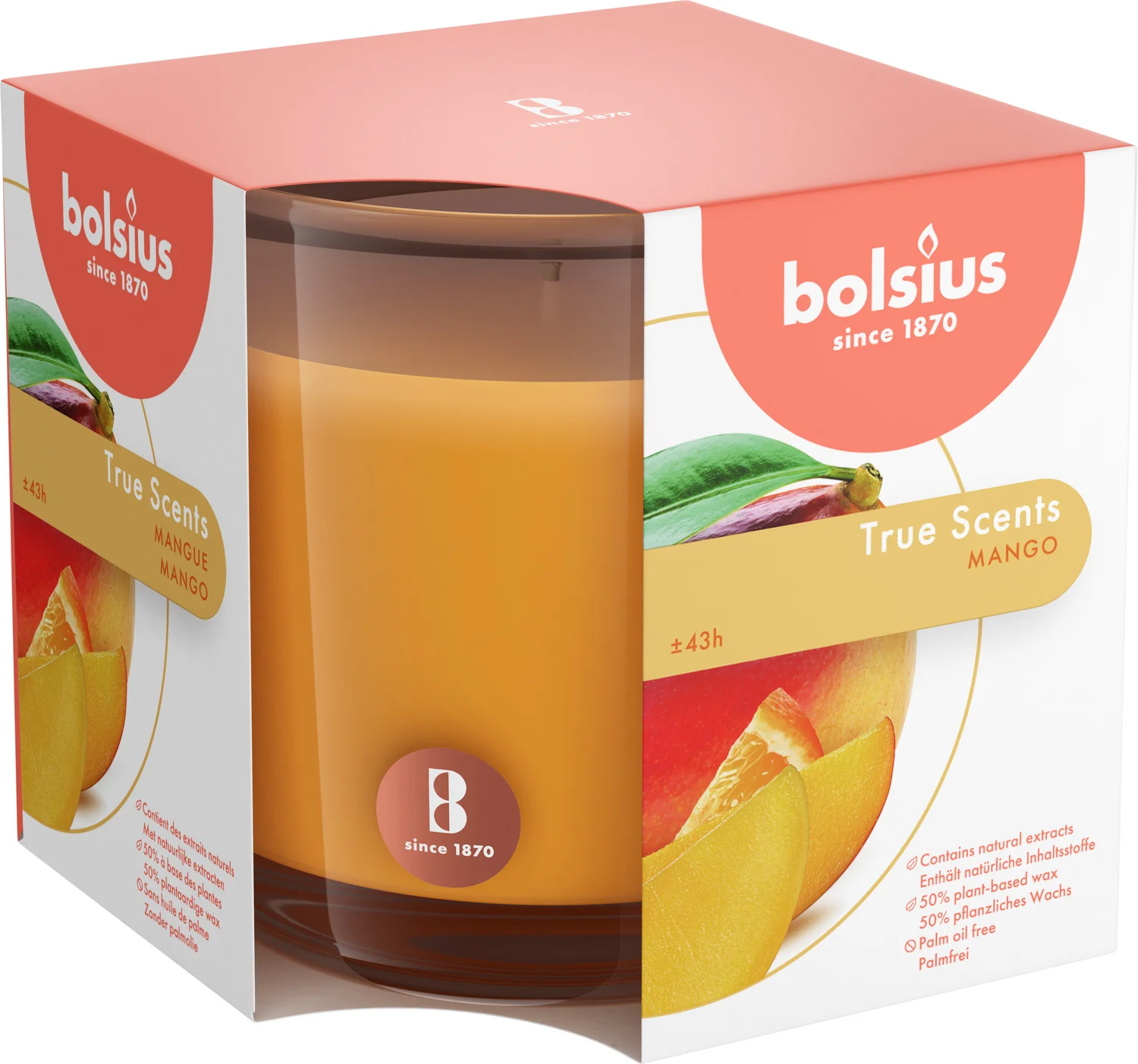 Bolsius geurkaars True Scents Mango geel 43 uur D 9,7 H 9,9 cm