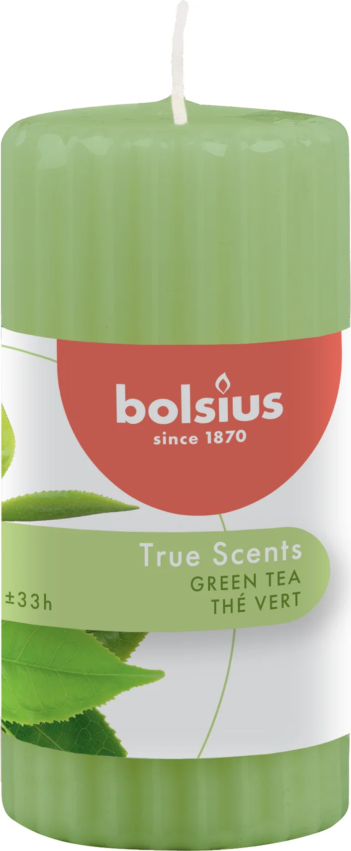 Bolsius geurkaars True Scents Green Tea groen 33 uur D 5,8 H 12 cm