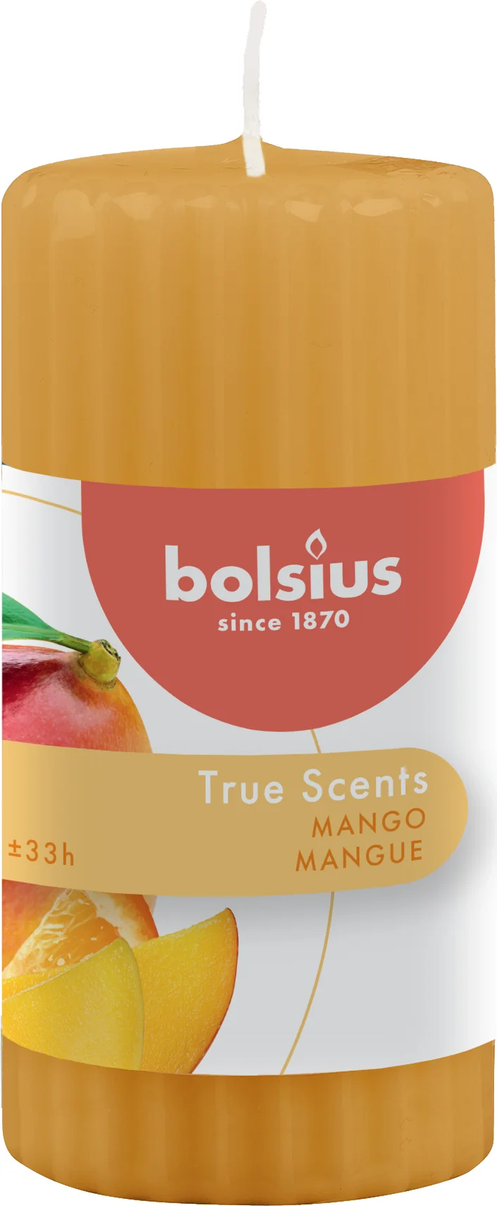Bolsius geurkaars True Scents Mango geel 33 uur D 5,8 H 12 cm