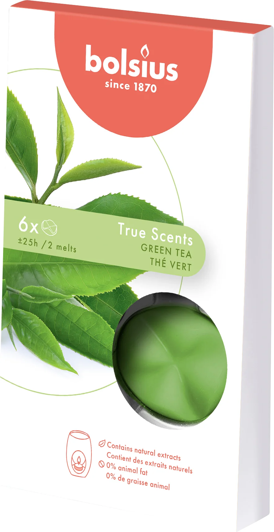 Bolsius geurwax True Scents Green Tea groen 6 stuks