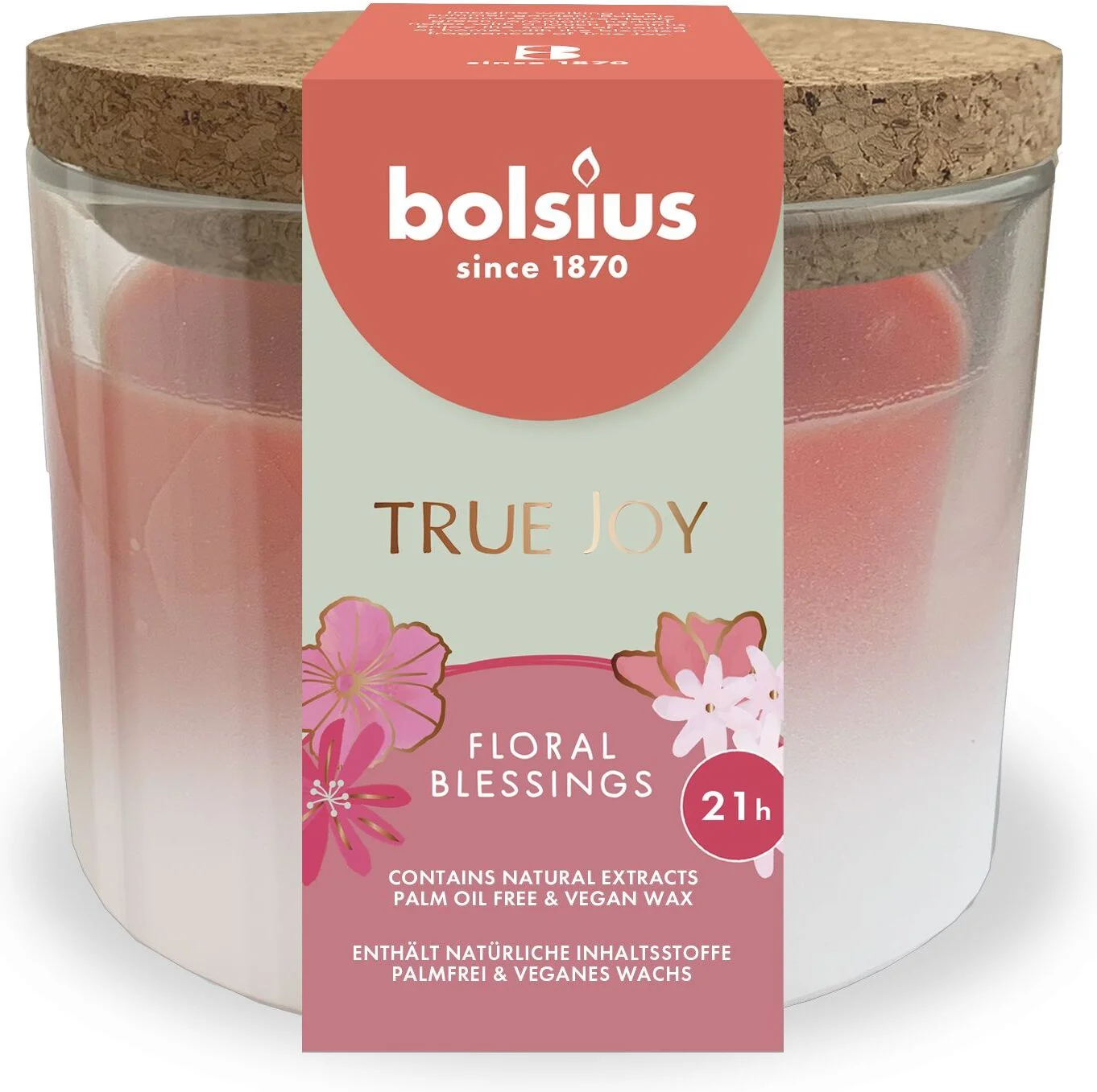 Bolsius geurkaars True Joy Floral Blessings roze 21 uur D 8,3 H 7,6 cm