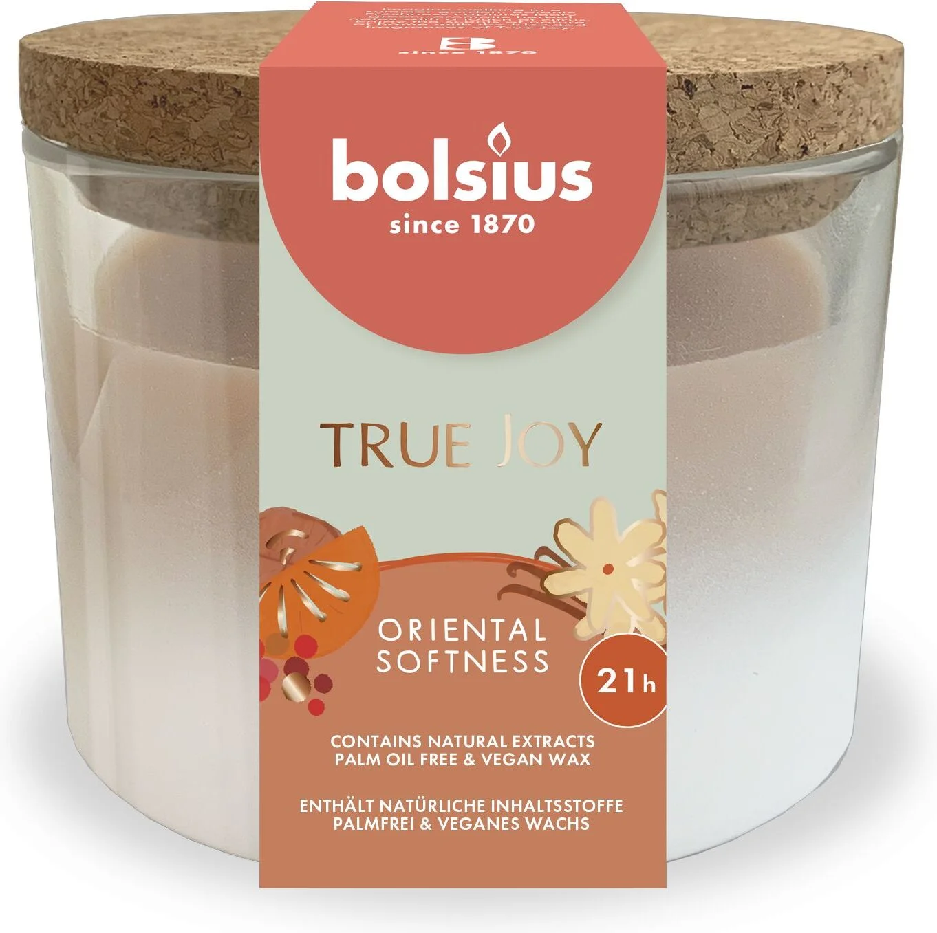 Bolsius geurkaars True Joy Oriental Softness wit 21 uur D 8,3 H 7,6 cm