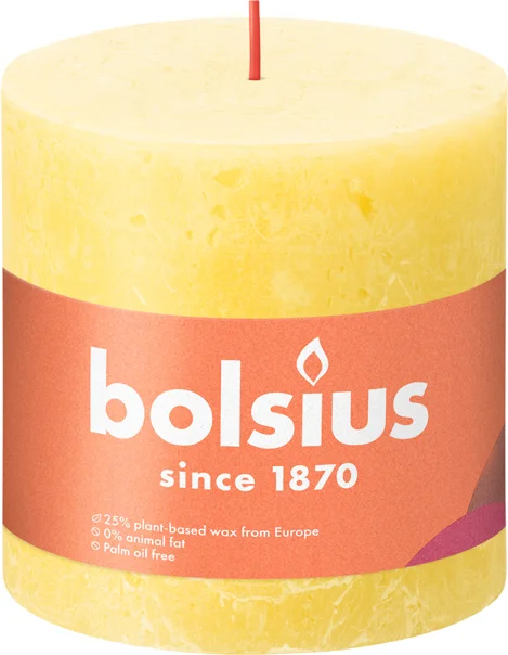 Bolsius stompkaars Rustiek Shine geel 62 uur D 10 H 10 cm