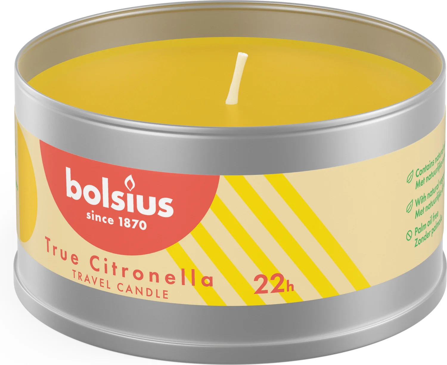 Bolsius citronella kaars in blik D 8,7 x H 4,9 cm