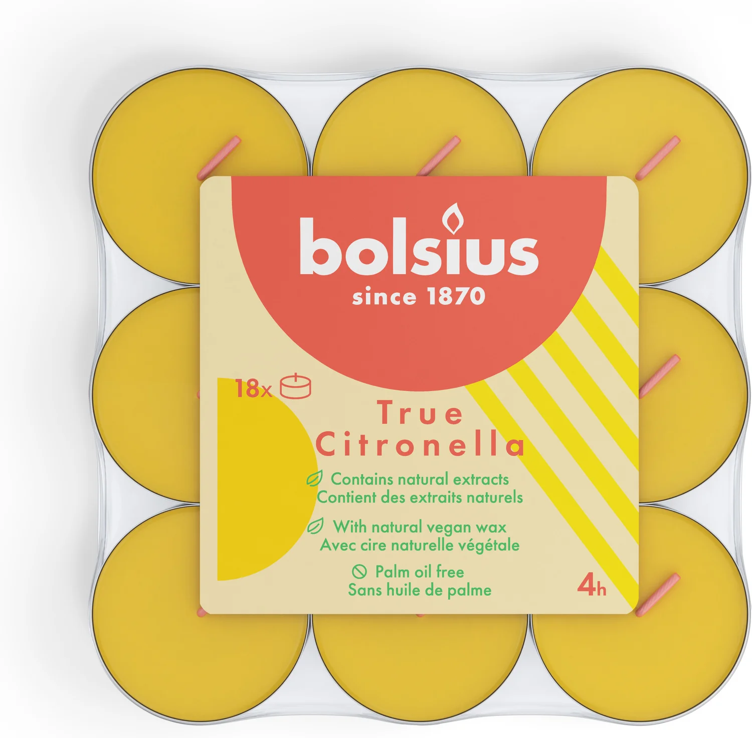 Bolsius waxinelichten True Citronella 4 uur 18 stuks