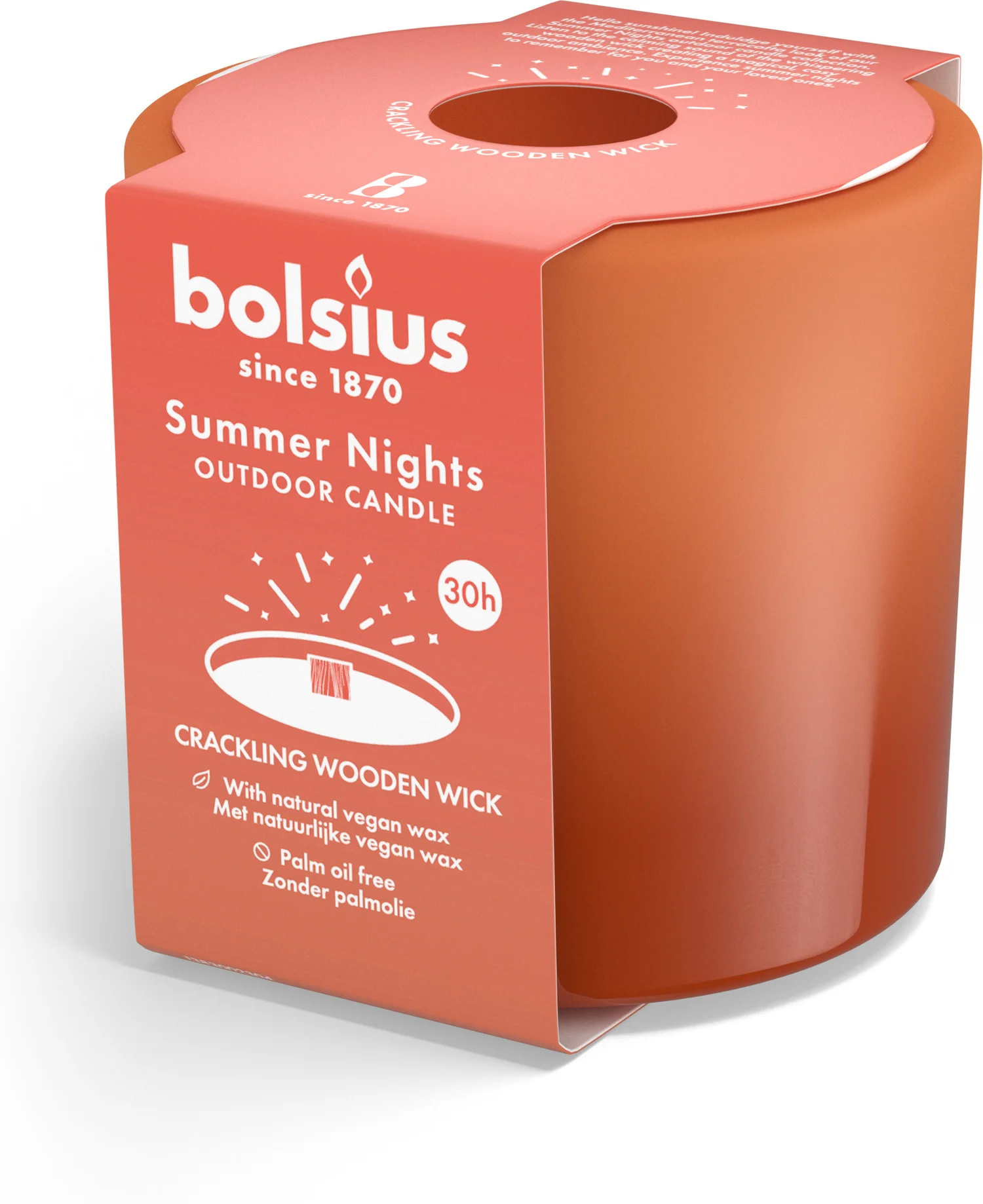 Bolsius kaars in glas Summer Nights terracotta 30 uur D 9 H 8 cm