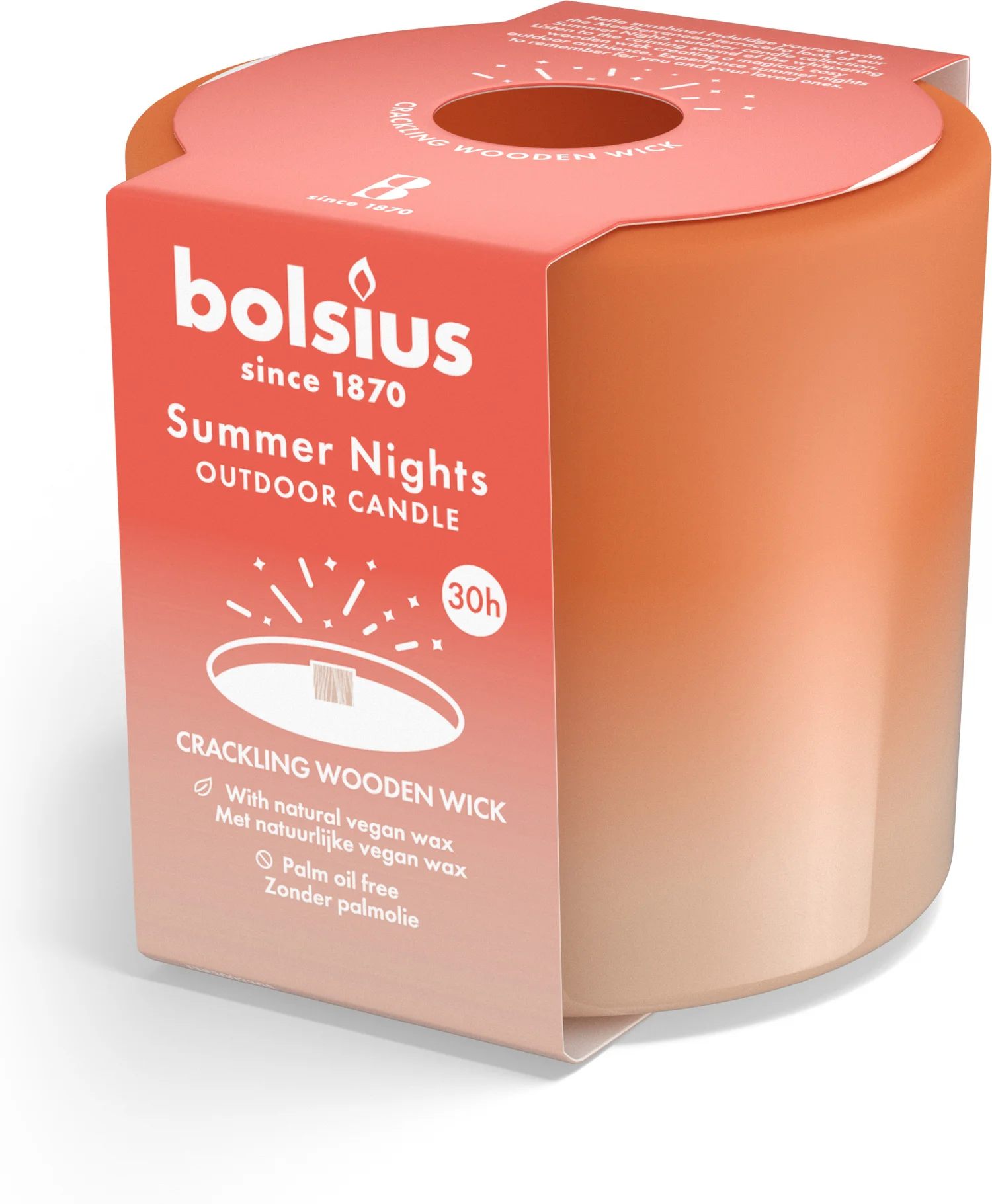 Bolsius kaars in glas Summer Nights terracotta / beige 30 uur D 9 H 8 cm