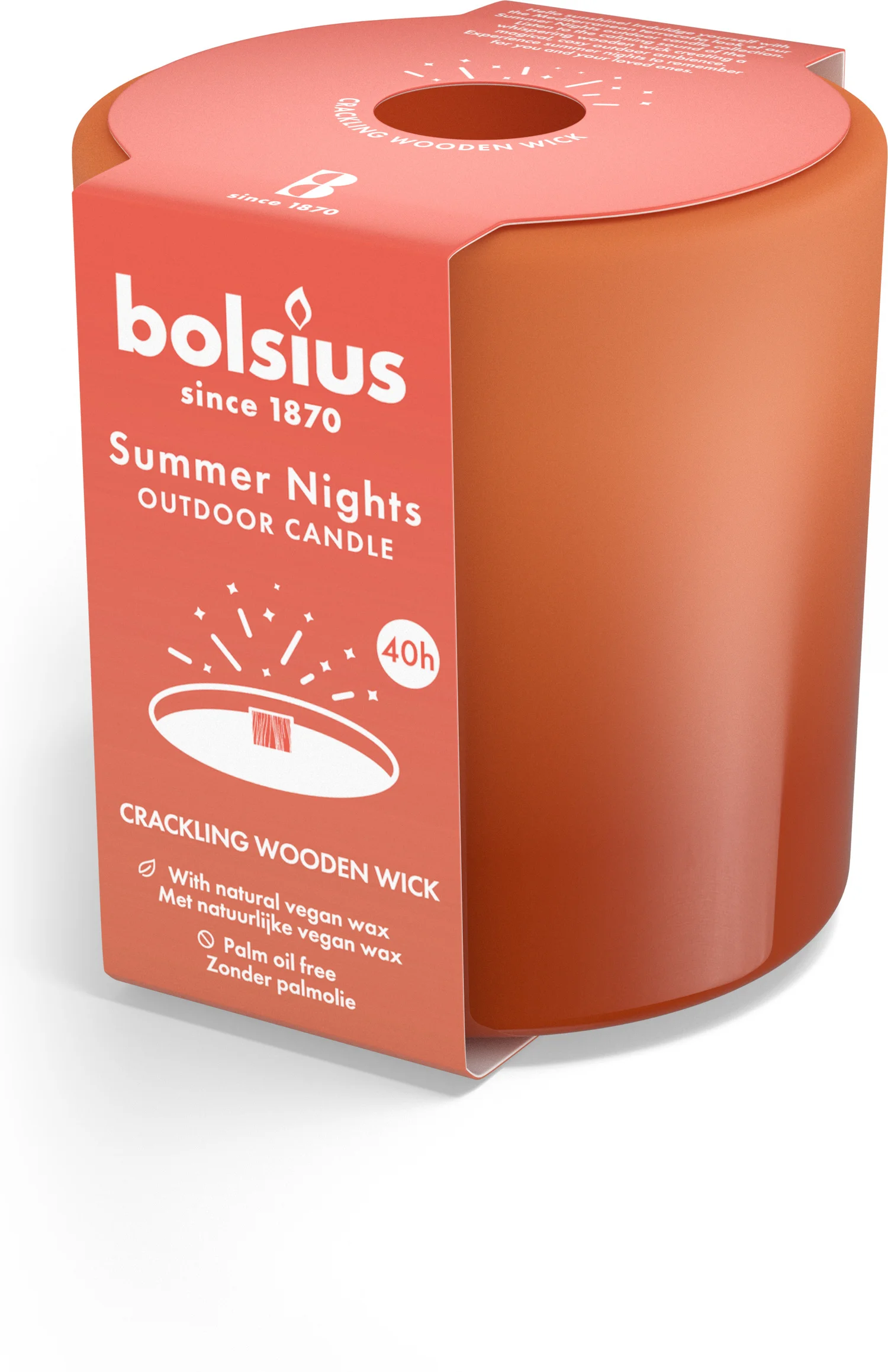 Bolsius kaars in glas Summer Nights terracotta 40 uur D 10 H 10 cm