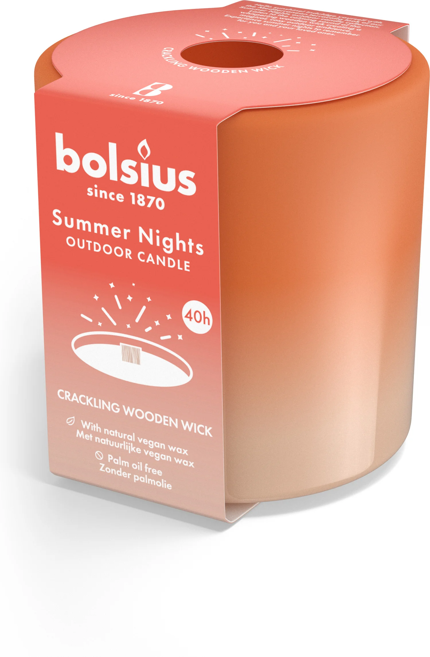 Bolsius kaars in glas Summer Nights terracotta / beige 40 uur D 10 H 10 cm