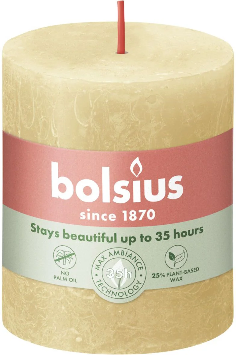 Bolsius stompkaars Shine beige 35 uur D 6,8 x H 8 cm