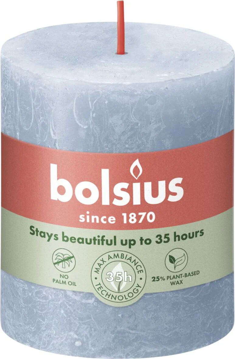 Bolsius stompkaars Shine blauw 35 uur D 6,8 x H 8 cm