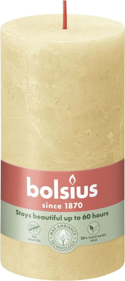 Bolsius stompkaars Shine beige 60 uur D 6,8 x H 13 cm