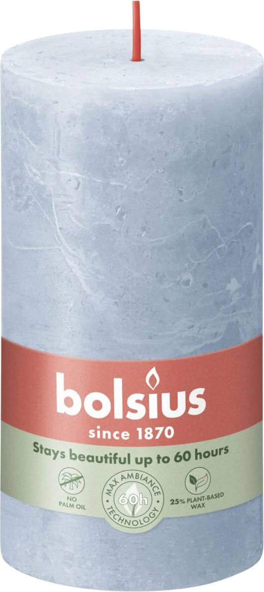 Bolsius stompkaars Shine blauw 60 uur D 6,8 x H 13 cm