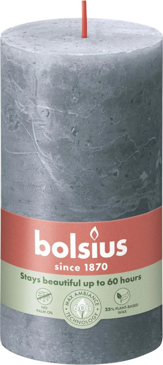 Bolsius stompkaars Shine blauw / grijs 60 uur D 6,8 x H 13 cm