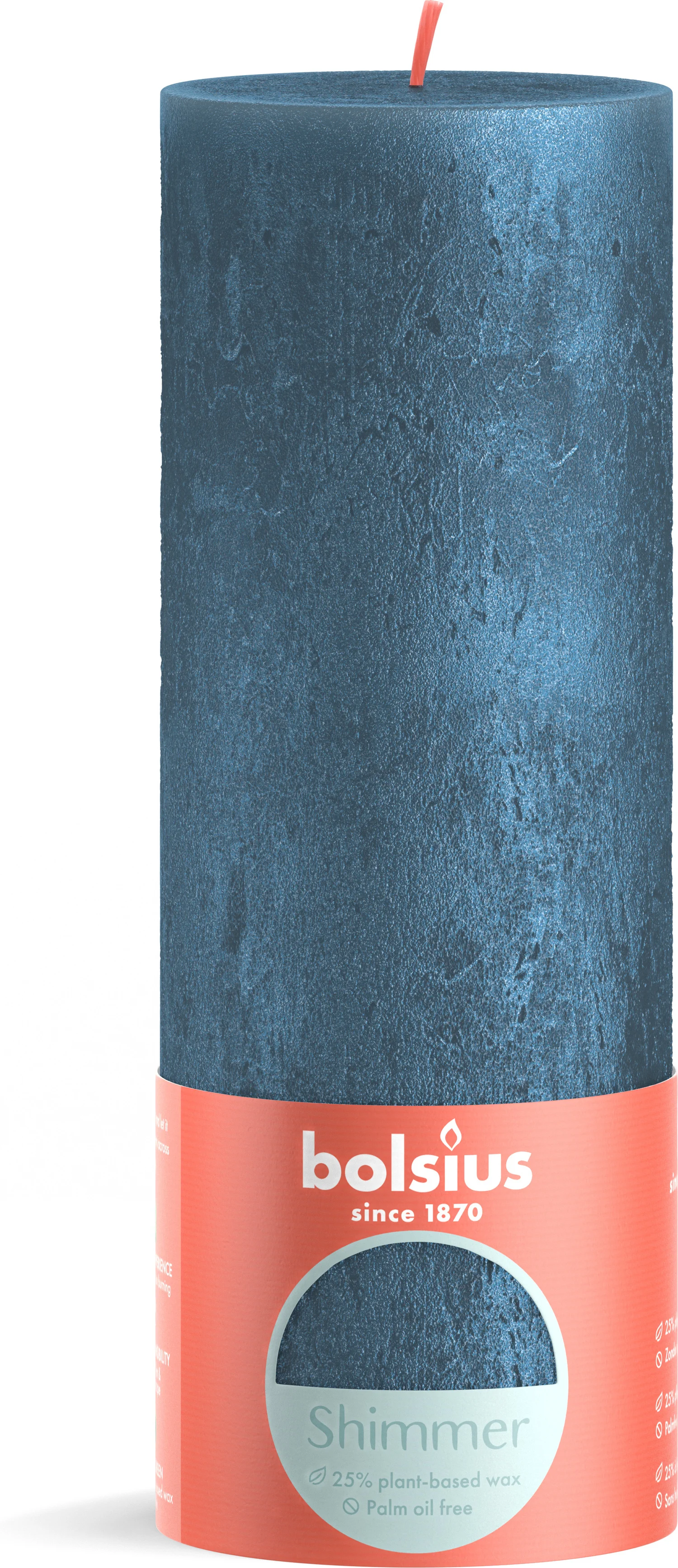 Bolsius stompkaars Shimmer blauw 85 uur D 6,8 x H 19 cm