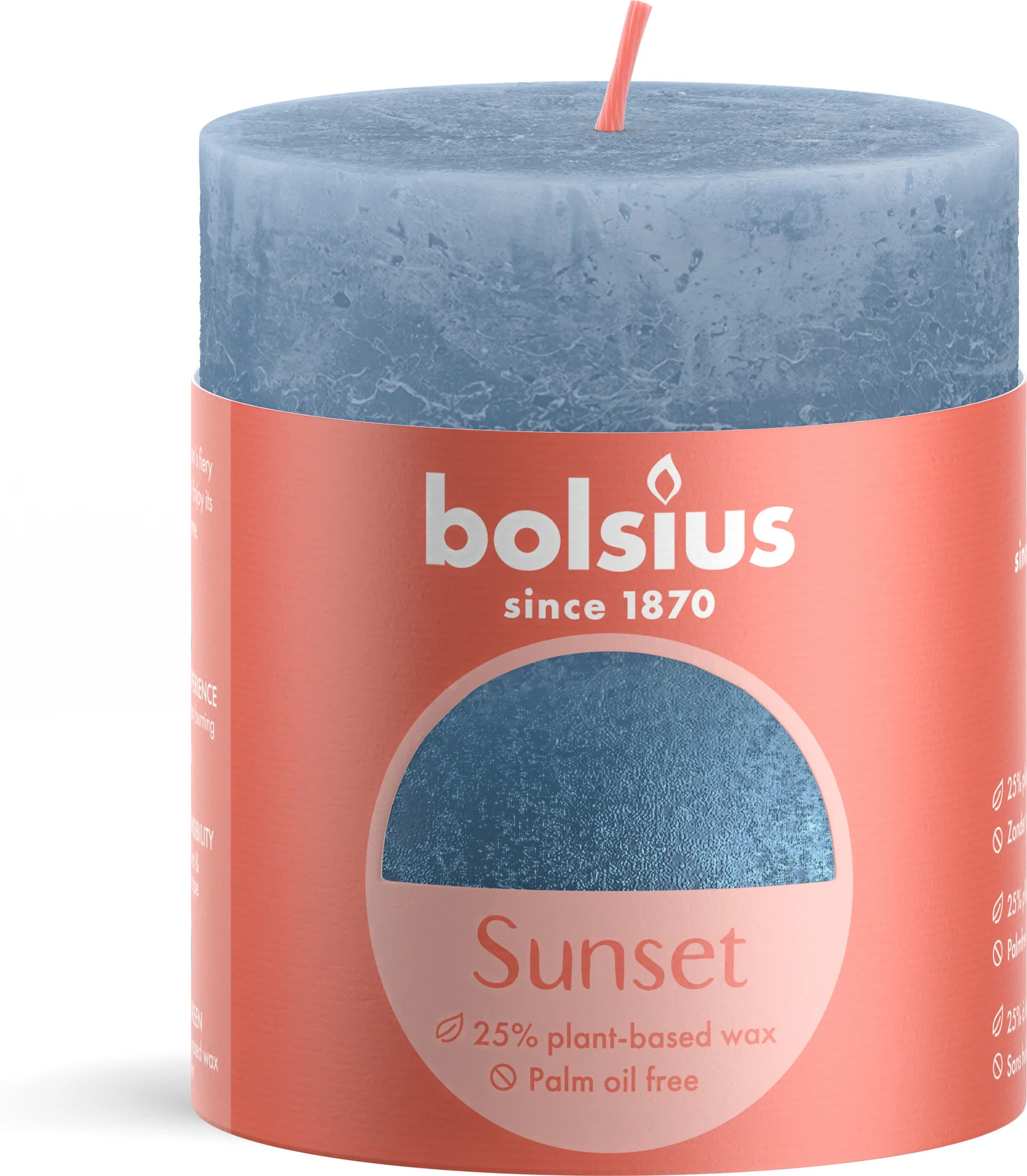 Bolsius stompkaars Sunset blauw 35 uur D 6,8 x H 8 cm
