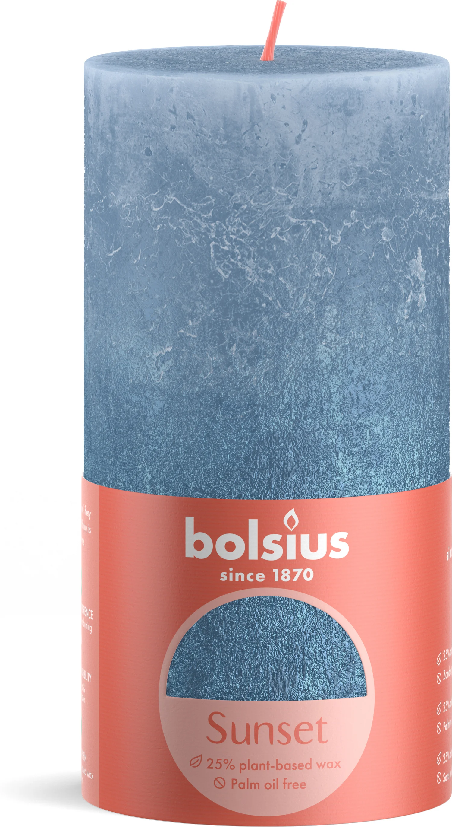 Bolsius stompkaars Sunset blauw 60 uur D 6,8 x H 13 cm