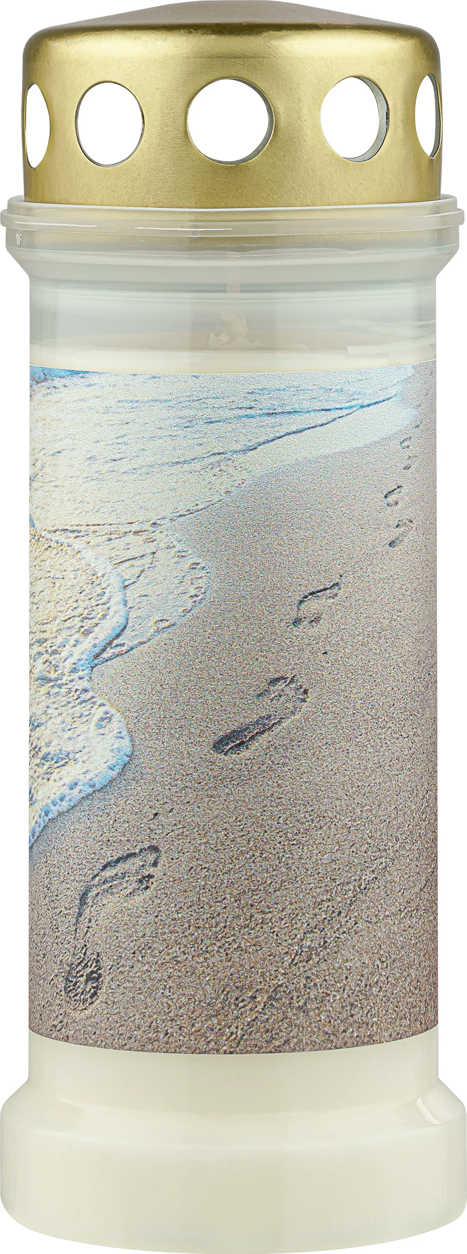 Bolsius herdenkingslicht Strand goud / wit / beige 70 uur D 6,7 H 17,3 cm