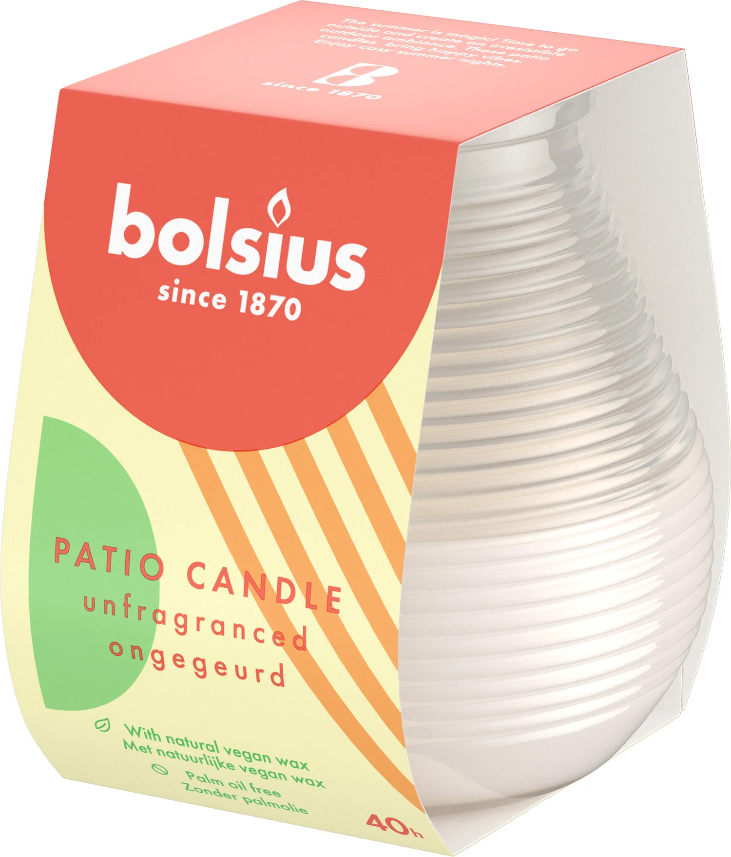 Bolsius kaars in glas wit / semitransparant 30 uur D 9,1 H 9,4 cm