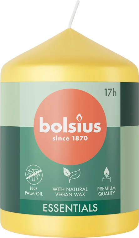 Bolsius stompkaars Essentials geel 17 uur D 5,8 H 8 cm