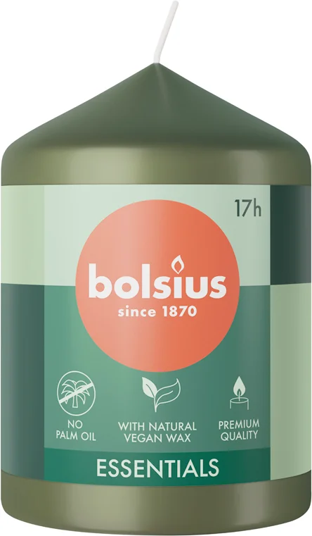 Bolsius stompkaars Essentials groen 17 uur D 5,8 H 8 cm