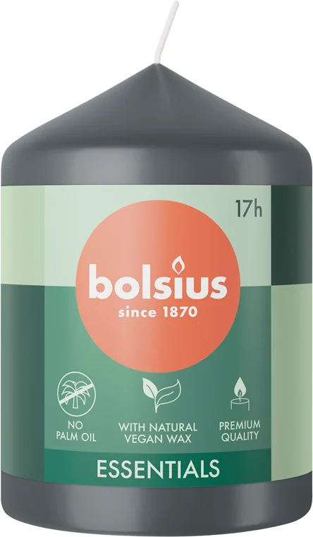 Bolsius stompkaars Essentials antraciet 17 uur D 5,8 H 8 cm
