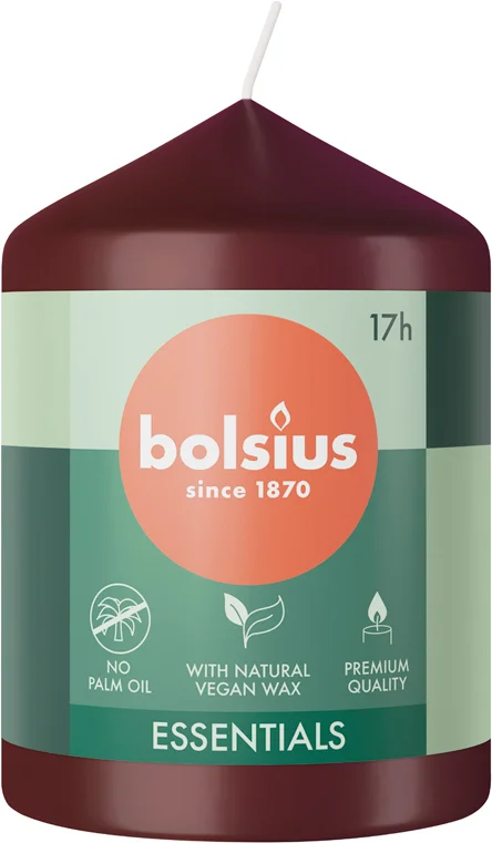 Bolsius stompkaars Essentials bordeaux 17 uur D 5,8 H 8 cm