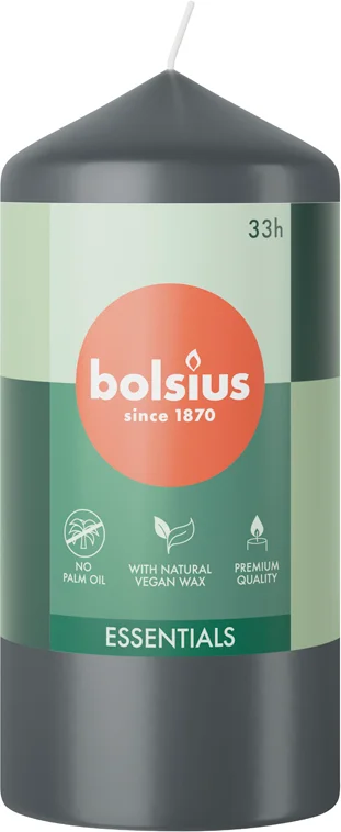 Bolsius stompkaars Essentials antraciet 33 uur D 5,8 H 12 cm