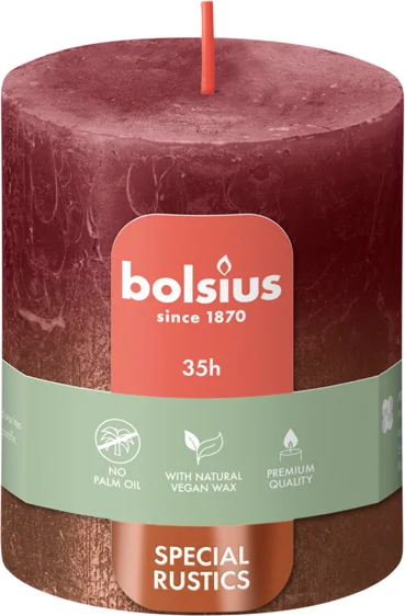 Bolsius dinerkaars Sunset rood / koper 35 uur D 6,8 H 8 cm