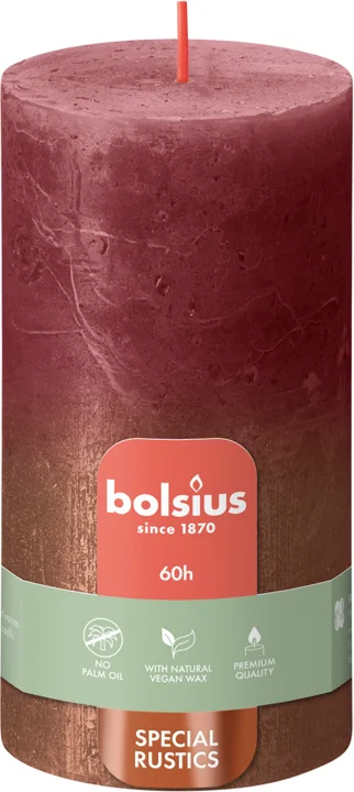 Bolsius dinerkaars Sunset rood / koper 60 uur D 6,8 H 13 cm