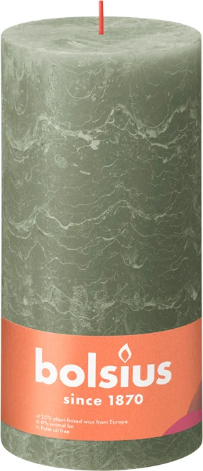 Bolsius dinerkaars Shine groen 125 uur D 10 H 20 cm