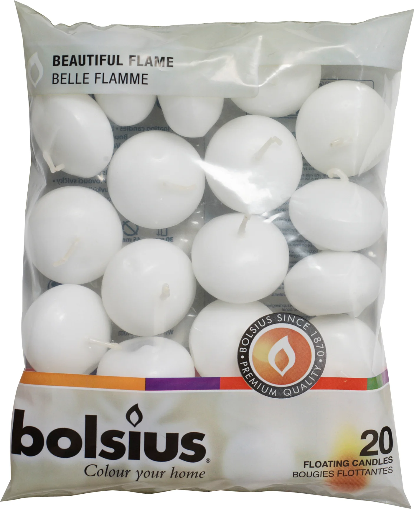 Bolsius drijfkaars wit 4,5 uur D 4 H 2,5 cm 20 stuks