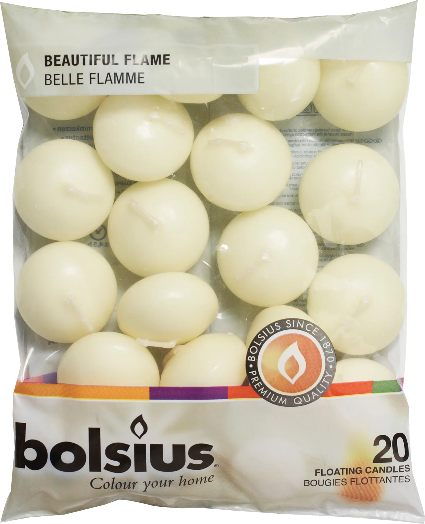 Bolsius drijfkaars crème 4,5 uur D 4 H 2,5 cm 20 stuks