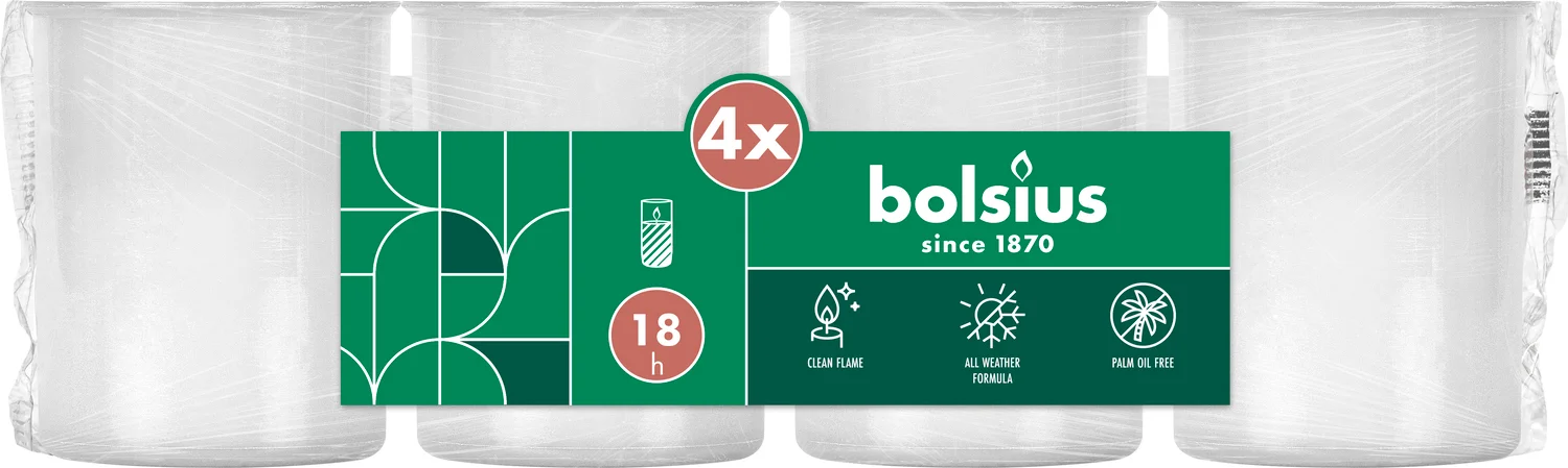 Bolsius herdenkingslicht nr 40 wit 18 uur D 6,5 H 20,7 cm 4 stuks
