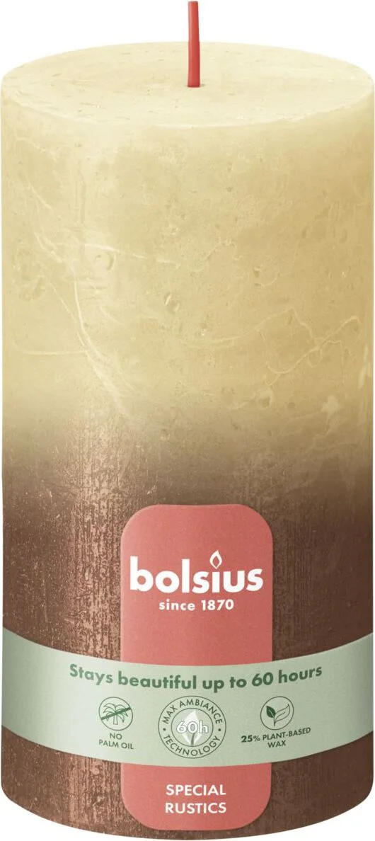 Bolsius stompkaars beige / koper 60 uur D 13 H 6,8 cm