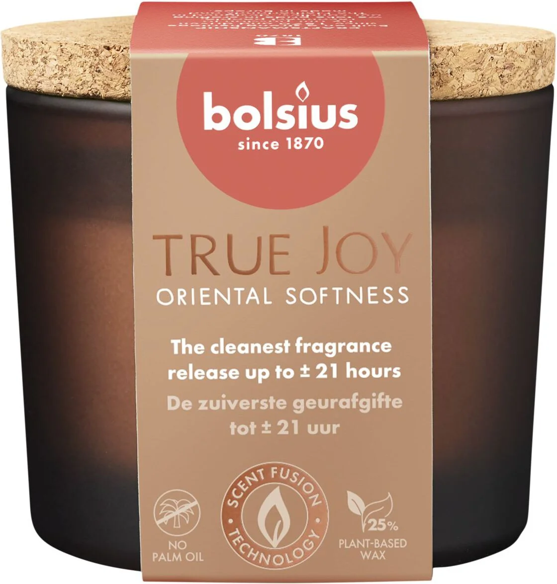Bolsius geurkaars True Joy Oriental Softness bruin 21 uur D 8,3 H 7,6 cm
