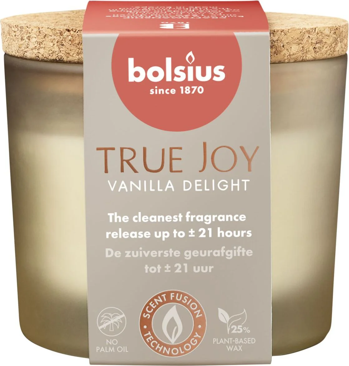 Bolsius geurkaars True Joy Vanilla Delight crème 21 uur D 8,3 H 7,6 cm